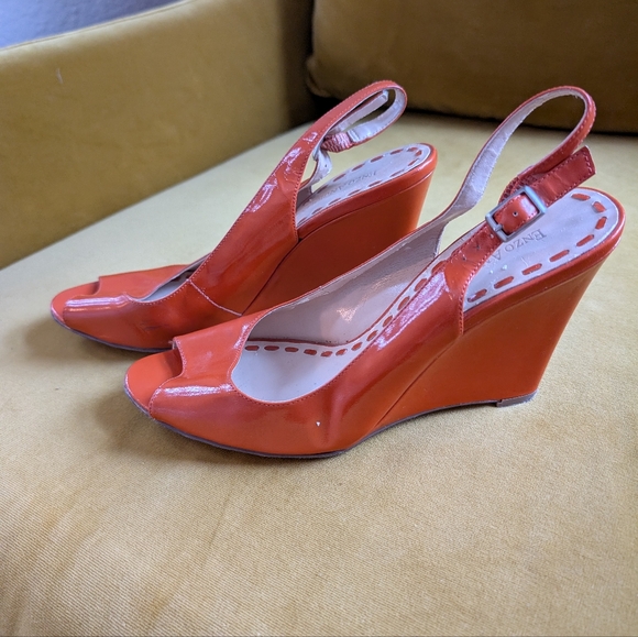Enzo Angiolini Shoes - Orange Peep-Toe Slingback Heels